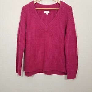 NWT Lucky Brand V-Neck Knit Sweater Pink Size M